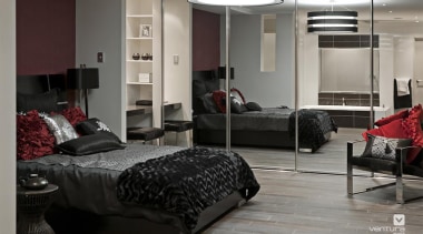 Master Ensuite Design. - The Dynasty Display Home bed frame, bedroom, floor, flooring, furniture, interior design, room, gray, black