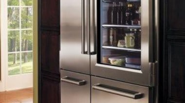 for when you have space in your kitchen cabinetry, chest of drawers, display case, furniture, home appliance, kitchen, kitchen appliance, major appliance, refrigerator, shelf, shelving, black, gray