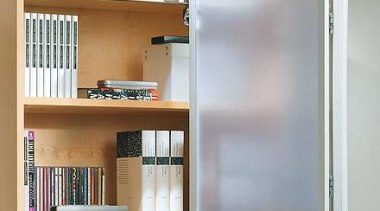 WingLine 780 folding door fitting used in the bookcase, cabinetry, furniture, product, shelf, shelving, gray