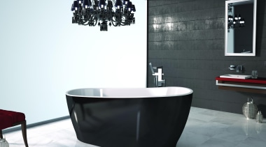 Caroma Noir Bath: a seamless freestanding bath with bathroom, bathtub, interior design, plumbing fixture, product design, room, tap, white, black