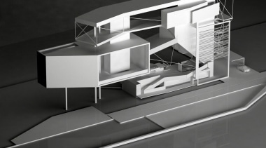 This home was designed for a retired pilot architecture, design, product, product design, black, gray