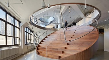 The design for renowned advertising agency Wieden+Kennedy moves architecture, handrail, interior design, maritime museum, product design, stairs, tourist attraction, gray