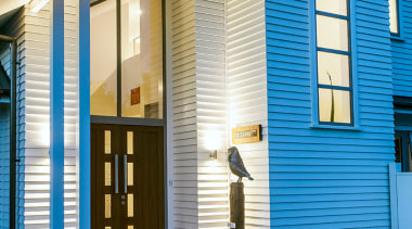 Envira Bevel Back Weatherboards - Two Storey Home blue, building, door, facade, home, house, property, real estate, residential area, siding, window, teal