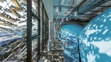 MERIT WINNERASB North Wharf (3 of 4) - architecture, reflection, tree, water, teal, gray, black