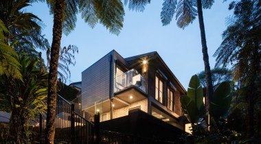 Architect: Bijl ArchitecturePhotography by Katherine Lu architecture, arecales, building, cottage, estate, facade, home, house, lighting, palm tree, property, real estate, sky, villa, black