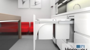 Using a double 15L Hideaway Bin such as floor, furniture, office, product, white