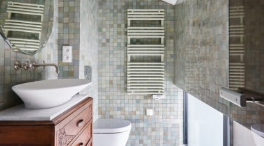 Architect: OVERCODE architecture urbanismPhotography by David Foessel architecture, bathroom, countertop, daylighting, estate, floor, flooring, home, interior design, real estate, room, tile, gray, white