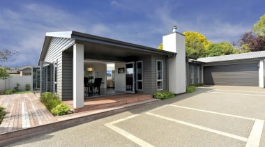 Gold Award winning 'Tyler' clad in Linea weatherboard elevation, facade, home, house, property, real estate, white, blue
