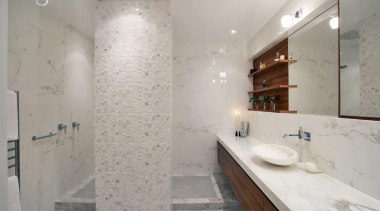 Downtown Penthouse Living - Downtown Penthouse Living - bathroom, floor, home, interior design, property, room, tile, wall, gray