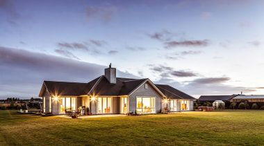Built to last the test of time, this barn, cloud, cottage, estate, evening, farm, farmhouse, field, grass, home, house, landscape, morning, property, real estate, residential area, rural area, sky, sunlight, teal, brown