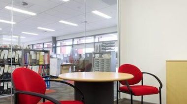 Creating innovative, flexible and future-proof workspaces requires significant architecture, ceiling, chair, daylighting, floor, furniture, institution, interior design, office, table, wall, gray