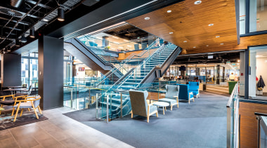 Hays Commercial Office Property Award - NZME Central, interior design, lobby, restaurant
