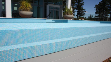 Bisazza Paroa Bay mosaic pool - Bisazza Range backyard, daylighting, estate, house, leisure, property, real estate, roof, siding, swimming pool, wall, window, wood, gray, teal