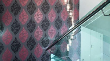 Hanging down curved ceiling light - Staircase - angle, architecture, ceiling, daylighting, design, floor, flooring, glass, interior design, room, tile, wall, wallpaper, black, gray