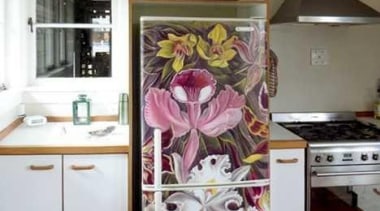 Kitchen fridge - Kitchen fridge with the twist home appliance, interior design, kitchen, major appliance, refrigerator, room, gray, white