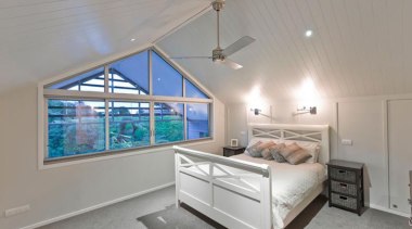 HardieGroove Lining - HardieGroove Lining 4 - bedroom bedroom, ceiling, daylighting, estate, home, interior design, property, real estate, room, window, gray