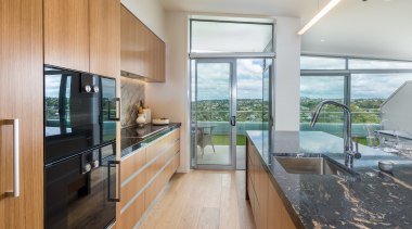 Kitchen featuring Gaggenau appliances and marble benchtops architecture, countertop, daylighting, estate, home, house, interior design, kitchen, real estate, window, gray
