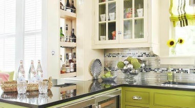 White Fridge - Fridge - cabinetry | countertop cabinetry, countertop, cuisine classique, home, interior design, kitchen, room, window, white