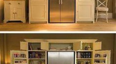 Fridge and Pantry all in one - Fridge cabinetry, closet, cupboard, furniture, home appliance, kitchen, product, refrigerator, shelf, shelving, brown, orange