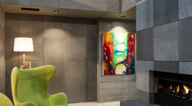 IMG_6173 - architecture | ceiling | hearth | architecture, ceiling, hearth, interior design, living room, lobby, loft, table, gray, black