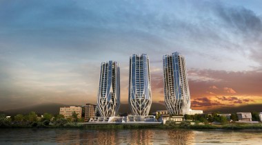 ‘Grace on Coronation’ is a design by British-Iraqi building, city, cityscape, condominium, daytime, landmark, metropolis, metropolitan area, mixed use, reflection, sky, skyline, skyscraper, tower, tower block, gray