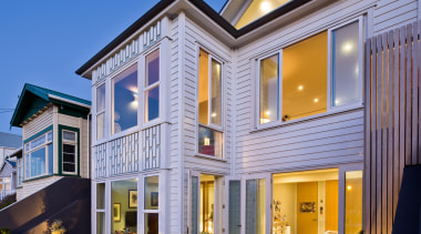 John Mills of John Mills Architects - Winner building, elevation, estate, facade, home, house, property, real estate, residential area, siding, window, blue