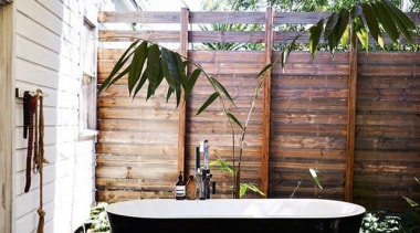 nothing like taking a bath in the nature arecales, home, house, interior design, outdoor structure, plant, tree, wood, white, brown