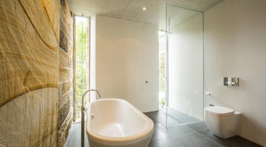 Winner Bathroom of the Year 2013 New South architecture, bathroom, ceiling, daylighting, floor, interior design, plumbing fixture, property, real estate, room, tile, wall, gray, brown