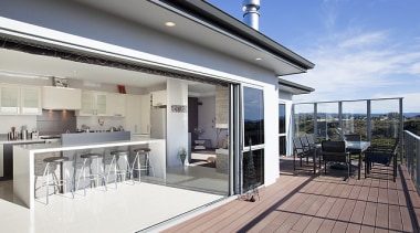 The ultimate indoor / outdoor flow in this apartment, deck, house, interior design, penthouse apartment, property, real estate, window, gray