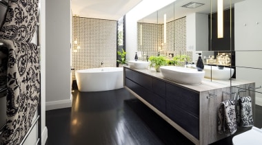 Arc Seven.1, PerthSee the full story bathroom, countertop, floor, flooring, interior design, room, white, black