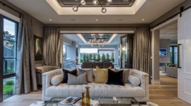 New Albany Show Home - New Albany Show ceiling, estate, home, interior design, living room, room, gray