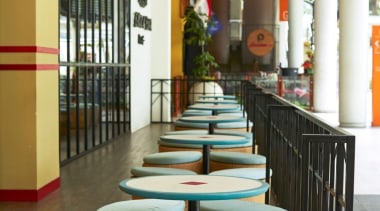 Designed by: AlvinT StudioPhotography by Martin Westlake chair, furniture, interior design, lobby, product design, table, white, brown