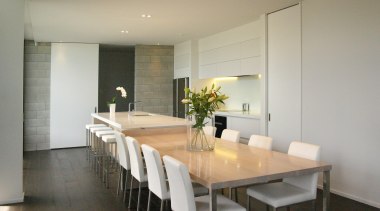 TIDA New Zealand Kitchens – proudly brought to dining room, floor, flooring, interior design, property, real estate, room, table, gray