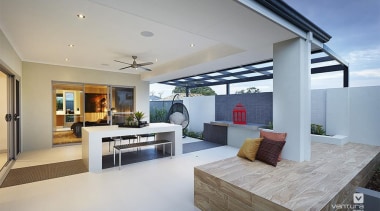 Alfresco entertaining. - The Allure Display Home - house, interior design, living room, real estate, gray