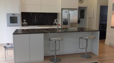 Kitchen Island and Splash Backby Maggie Bryson Interiors cabinetry, countertop, cuisine classique, home appliance, interior design, kitchen, kitchen stove, property, real estate, room, gray