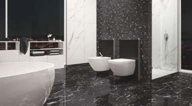 Marmoker Statuario - Marmoker Statuario - bathroom | bathroom, ceramic, floor, flooring, interior design, plumbing fixture, product design, room, tile, wall, black, white