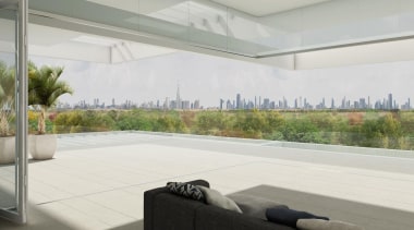 Seventh Heaven is a high-end residential development in architecture, floor, glass, home, house, interior design, property, real estate, wall, window, gray, white