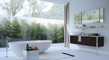 Spoon Bath for Agape. Basin available in same angle, architecture, bathroom, bathtub, floor, home, house, interior design, plumbing fixture, product design, tap, window, gray