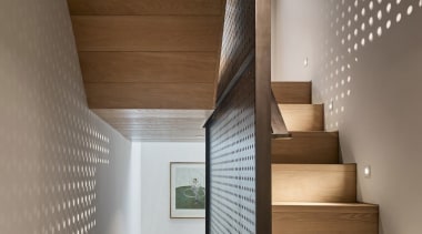 Andy Martin Architecture – Renovation in London - architecture, ceiling, daylighting, floor, handrail, house, interior design, loft, product design, stairs, wall, wood, wood flooring, gray, brown