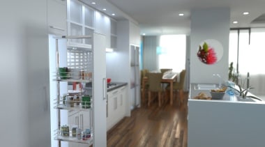 Giamo Short Pull Out Pantry Unit with Solid ceiling, floor, flooring, interior design, kitchen, real estate, gray