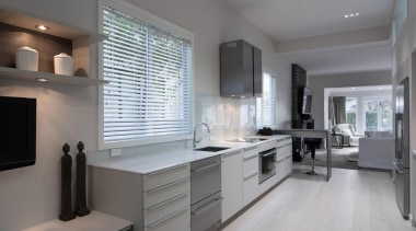 The marble bench top and subtle light fittings cabinetry, countertop, cuisine classique, interior design, kitchen, property, real estate, room, gray