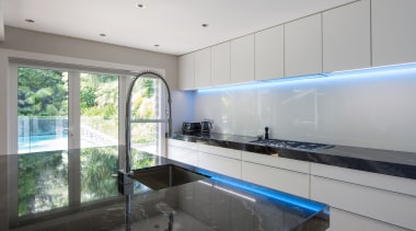 IMGL0241-16 - Dingle Road, LED lighting feature - architecture, countertop, daylighting, estate, glass, house, interior design, kitchen, property, real estate, room, window, gray