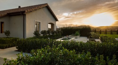 Gardens - cloud | cottage | estate | cloud, cottage, estate, evening, grass, home, house, landscape, property, real estate, rural area, sky, sunlight, tree, villa, brown, black