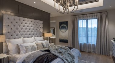 New Albany Show Home - New Albany Show bed frame, bedroom, ceiling, home, interior design, real estate, room, wall, window, gray