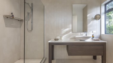 Celia Visser of Celia Visser Design - Winner bathroom, bathroom sink, floor, interior design, plumbing fixture, product design, sink, tap, gray