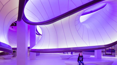Zaha Hadid – Mathematics: The Winton Gallery – architecture, blue, ceiling, computer wallpaper, daylighting, leisure centre, light, lighting, product design, purple, structure, purple