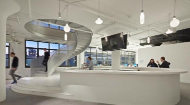 The design for renowned advertising agency Wieden+Kennedy moves furniture, interior design, product design, gray