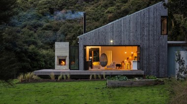 It's the perfect bush retreat - It's the architecture, cottage, facade, farmhouse, home, house, landscape, real estate, black, brown