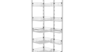 Giamo Tall Chef Larder with Wire Shelves Rear furniture, product, shelf, shelving, structure, white