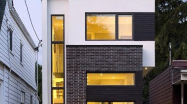 Linear House, Toronto, CanadaGreen Dot Architects - World architecture, building, elevation, facade, home, house, property, real estate, siding, window, black, white